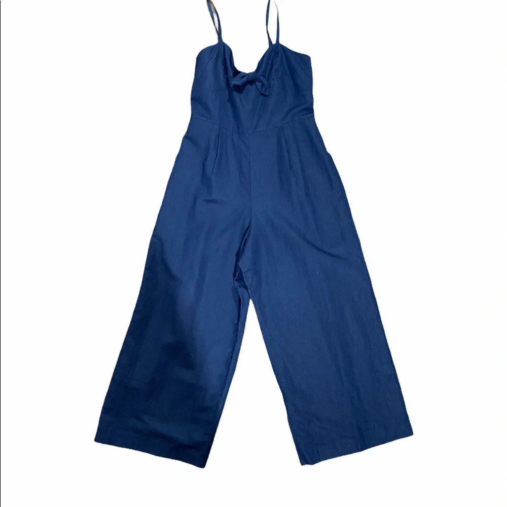 J Crew Linen Cotton Blend Tie Front Wide Legs L - Picture 4 of 6